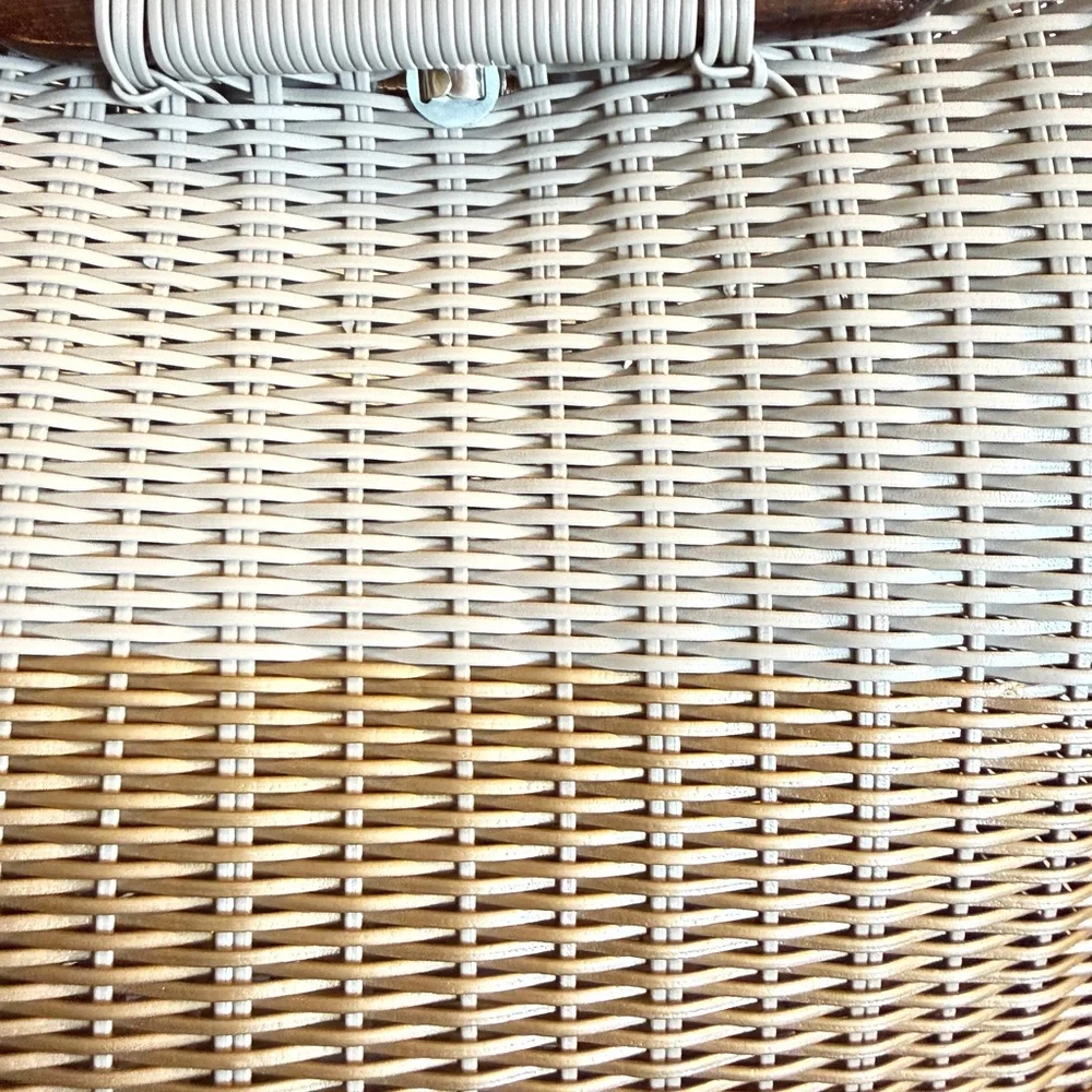 Handmade Guatemalan Woven Straw Tote Bag Wood Handles | Neutral Summer Bag NWOT - Picture 8 of 11